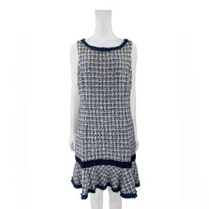 KARL LAGERFELD TWEED PLAID PRINTED DRESS A-LINE SZ 10